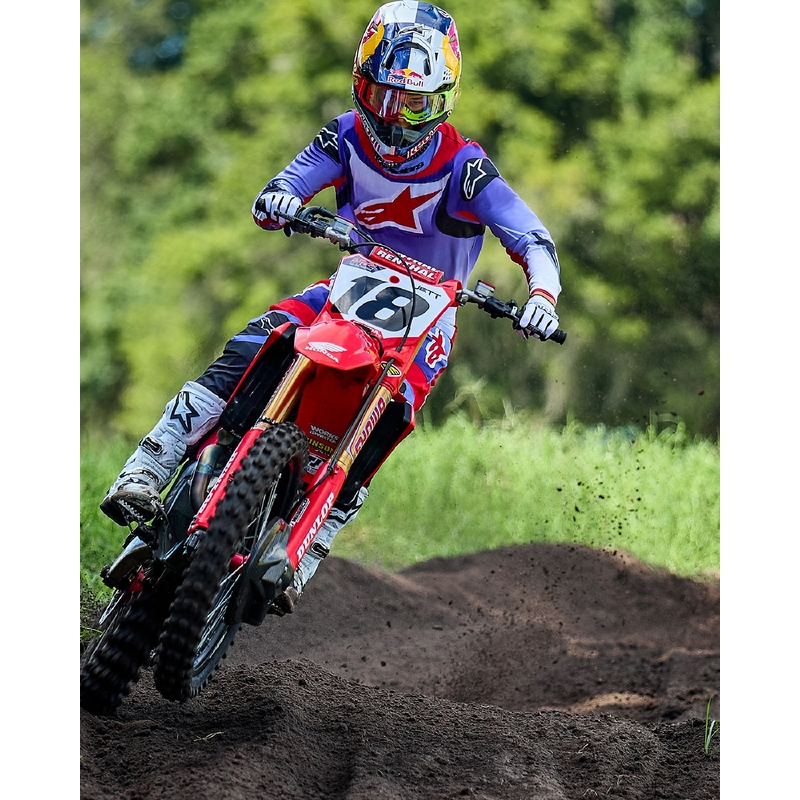 Alpinestars Fluid Wurx fluo violetinės-raudonos spalvos motokroso marškinėliai