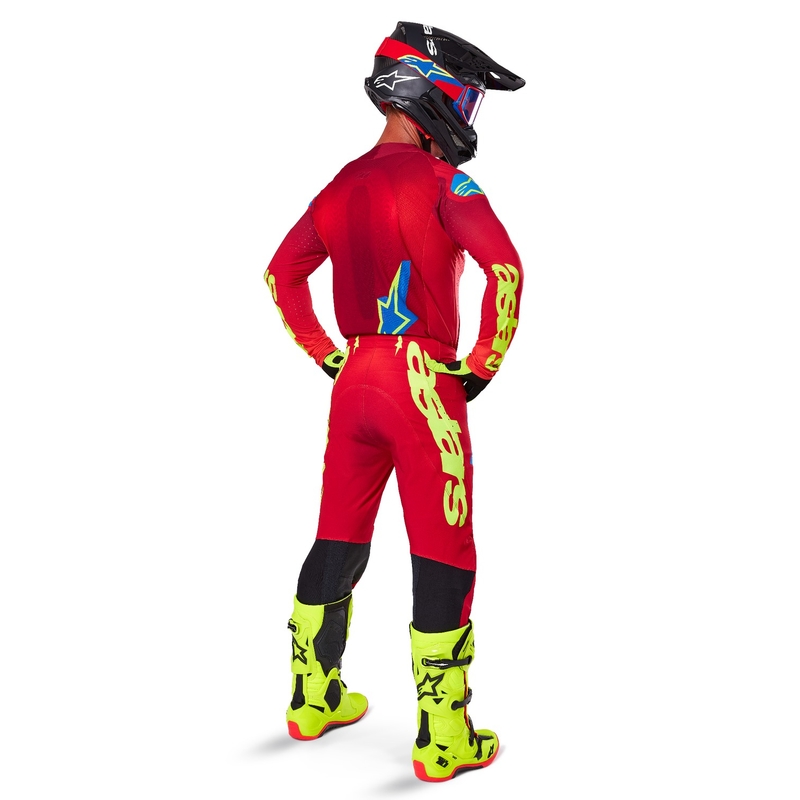 Motokrosové kalhoty Alpinestars Supertech Maker červeno-fluo žluté
