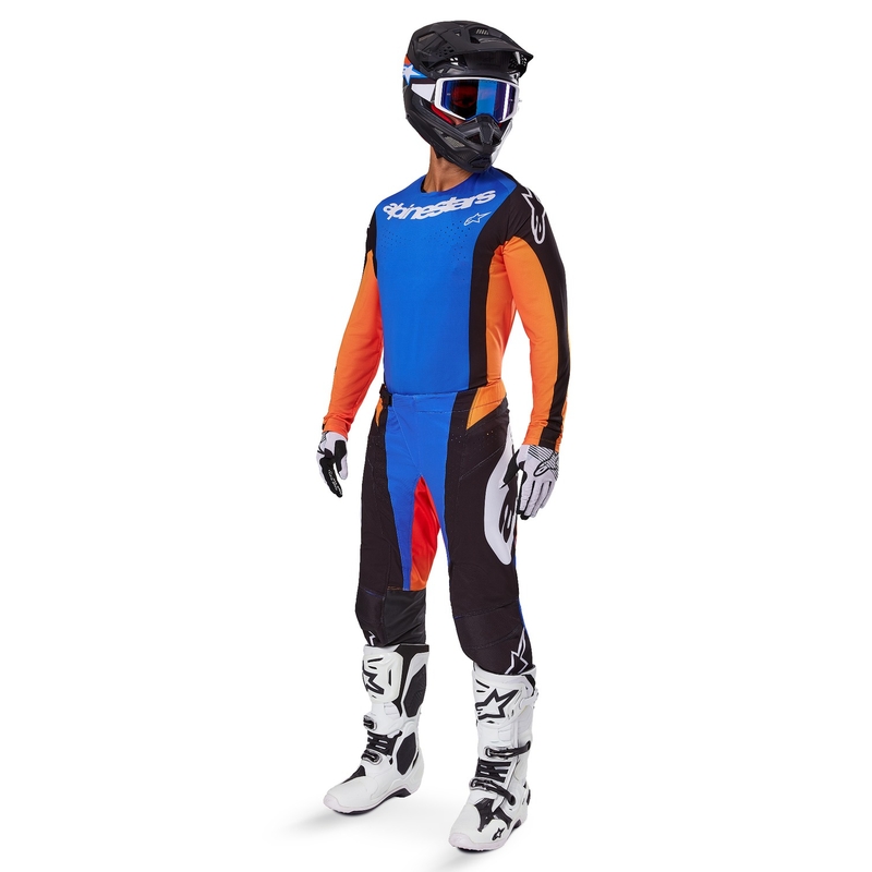 Alpinestars Techstar Melt Motokroso kelnės oranžinės ir mėlynos spalvos