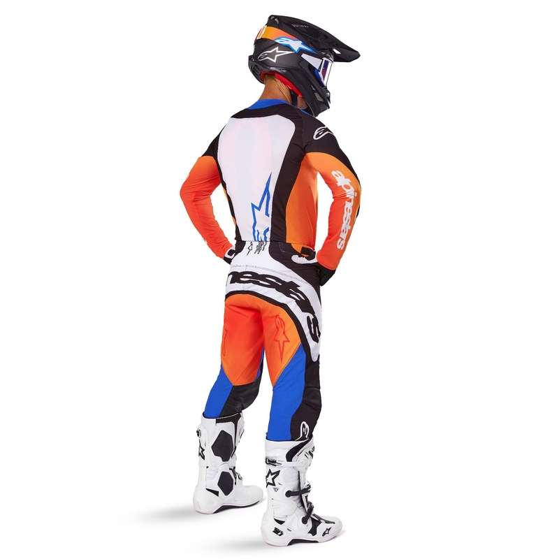 Alpinestars Techstar Melt Motokroso kelnės oranžinės ir mėlynos spalvos