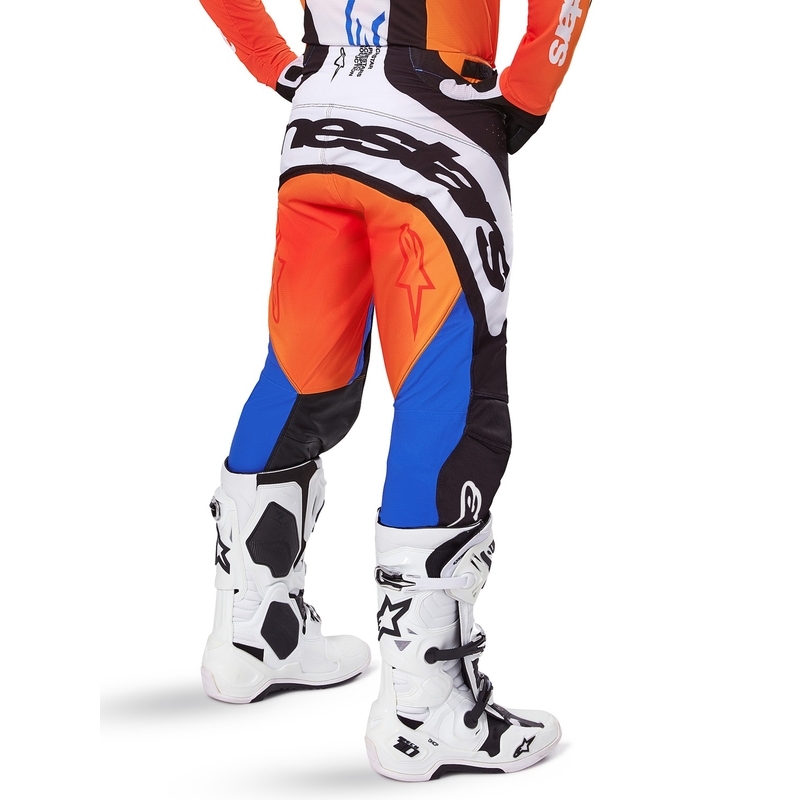 Alpinestars Techstar Melt Motokroso kelnės oranžinės ir mėlynos spalvos