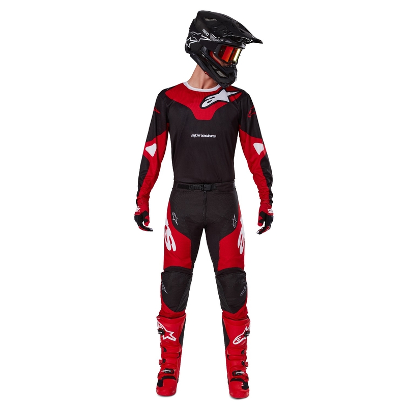 Alpinestars Racer Veil motokroso kelnės juodos ir raudonos spalvos