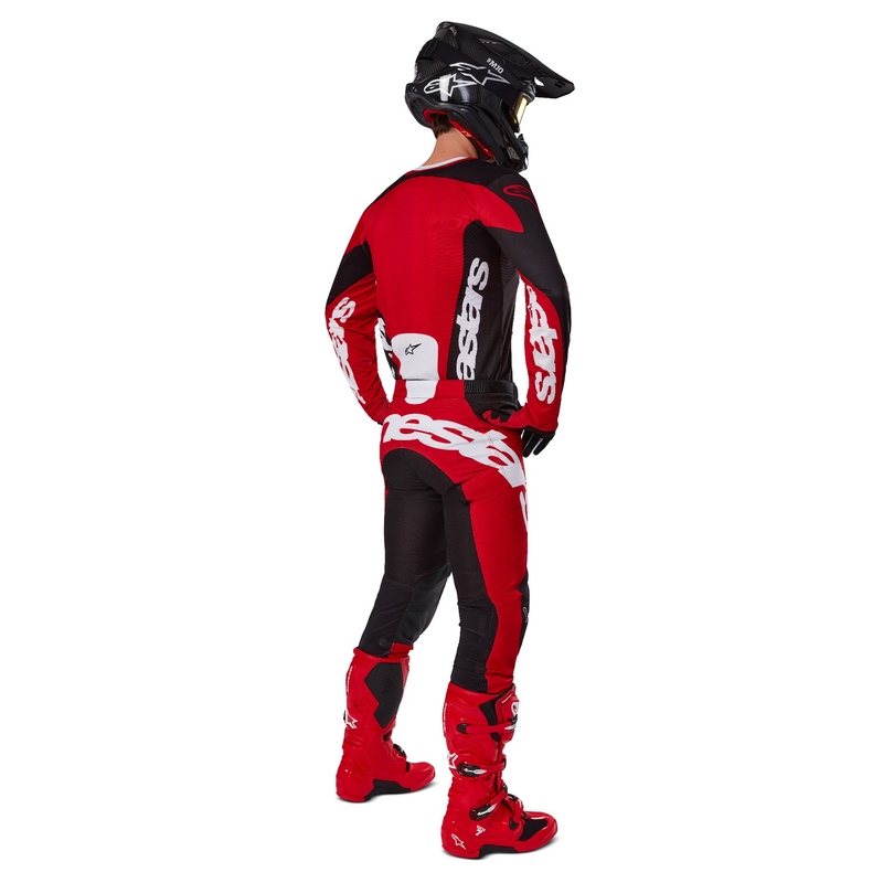 Alpinestars Racer Veil motokroso kelnės juodos ir raudonos spalvos