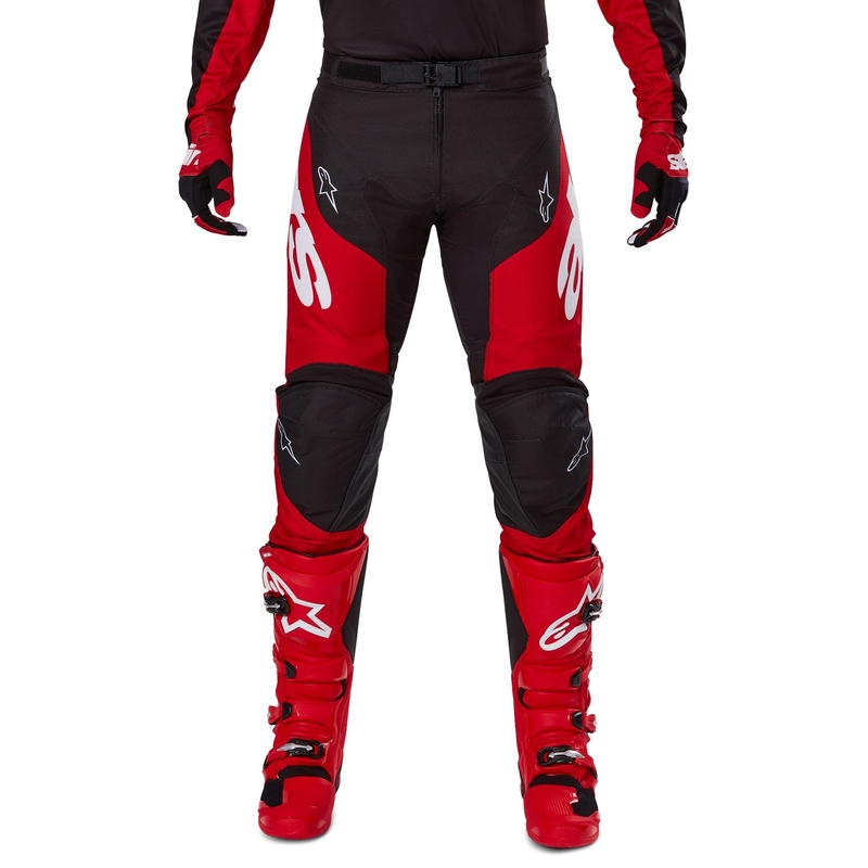 Alpinestars Racer Veil motokroso kelnės juodos ir raudonos spalvos
