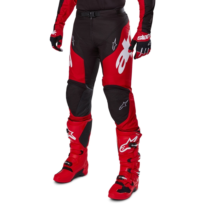 Alpinestars Racer Veil motokroso kelnės juodos ir raudonos spalvos