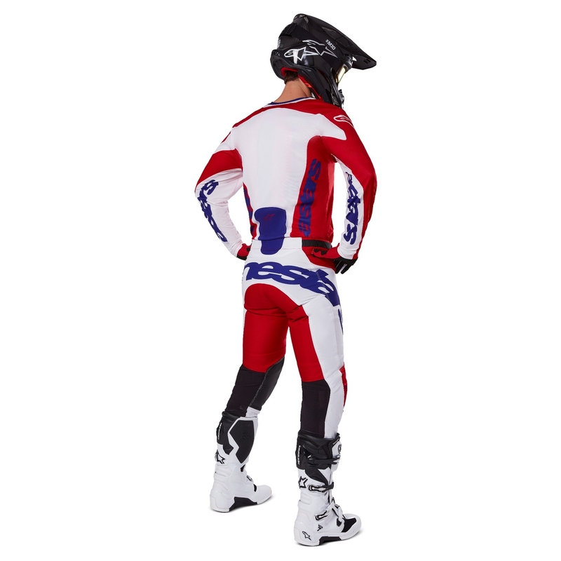 Alpinestars Racer Veil Motokroso kelnės raudonos ir baltos spalvos