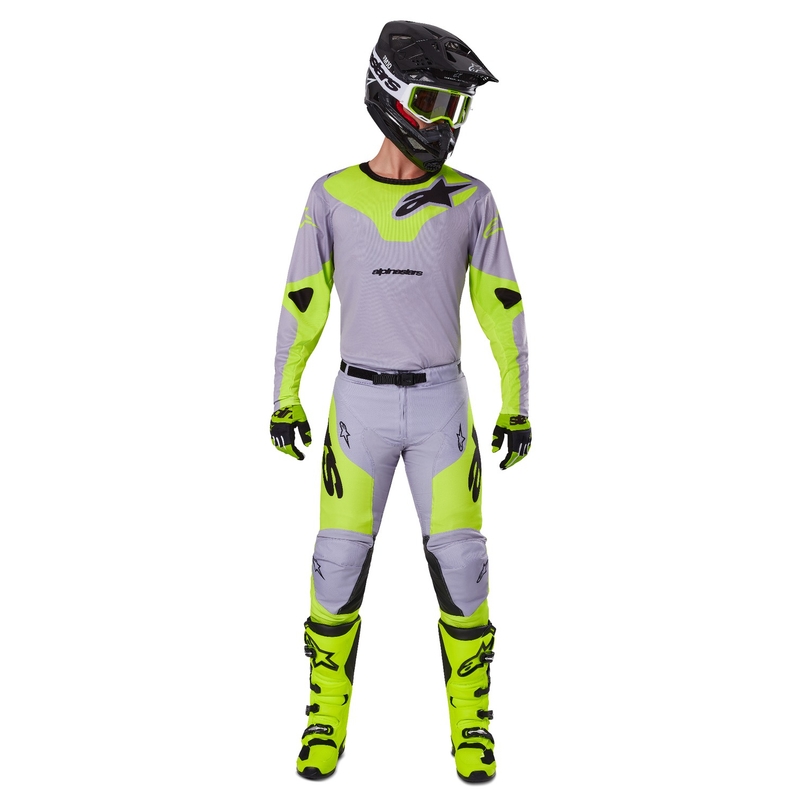 Alpinestars Racer Veil motokroso kelnės pilka-fluo geltona
