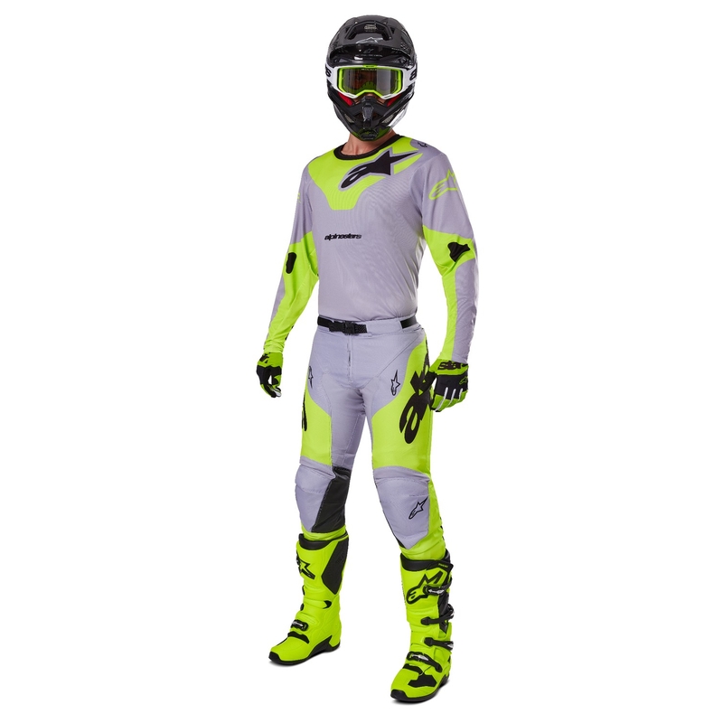 Alpinestars Racer Veil motokroso kelnės pilka-fluo geltona
