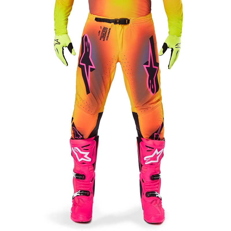Motokrosové kalhoty Alpinestars Supertech Lipan žluto-růžové