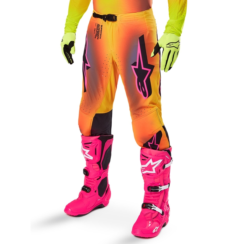 Motokrosové kalhoty Alpinestars Supertech Lipan žluto-růžové