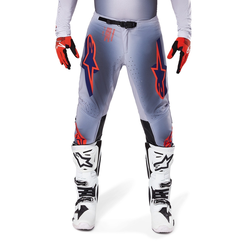 Alpinestars Supertech Lipan motokroso kelnės pilkai mėlynai oranžinės
