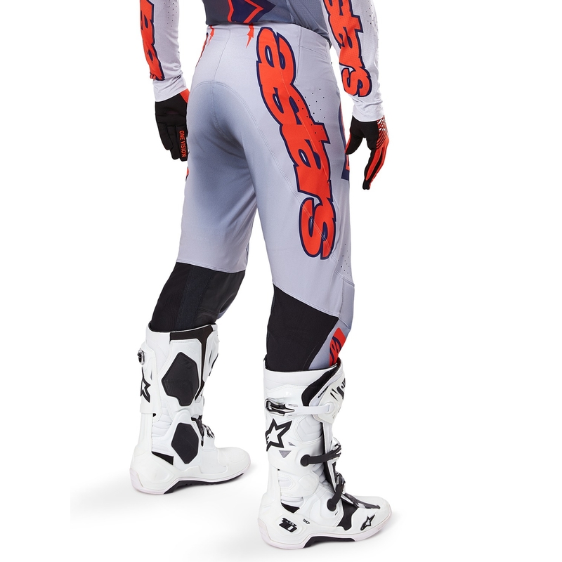 Alpinestars Supertech Lipan motokroso kelnės pilkai mėlynai oranžinės