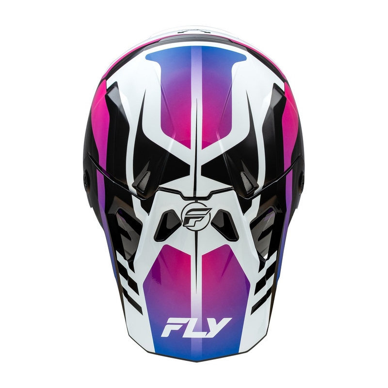 Motokroso šalmas FLY Racing Formula CP baltai-juodai-violetinis