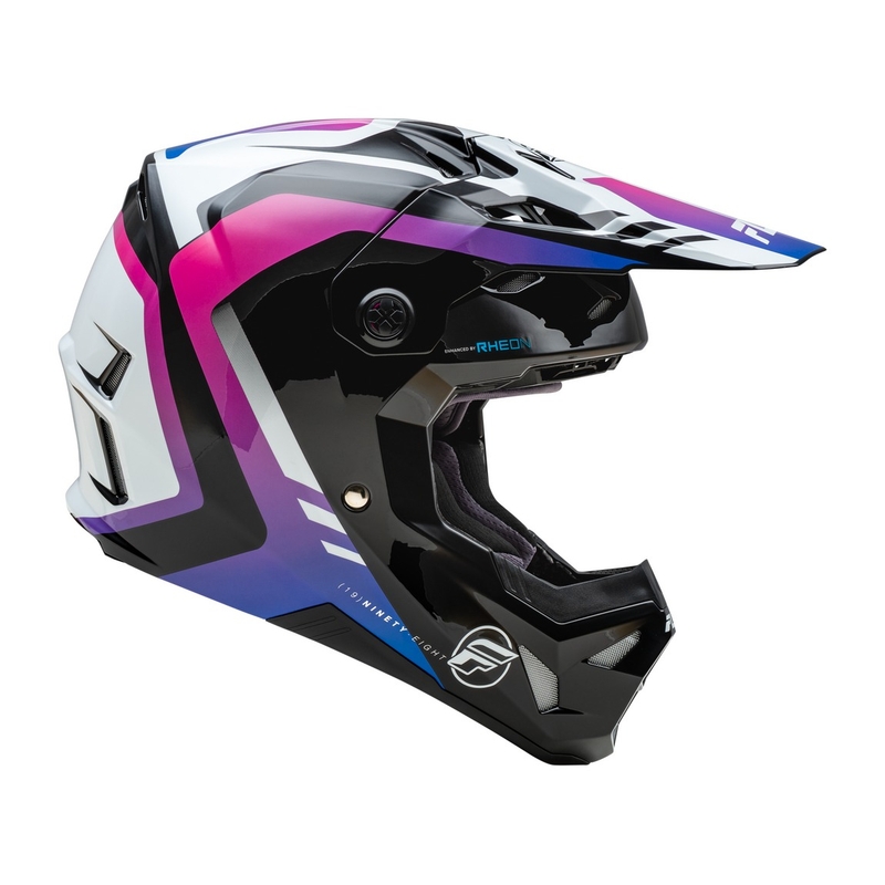 Motokroso šalmas FLY Racing Formula CP baltai-juodai-violetinis