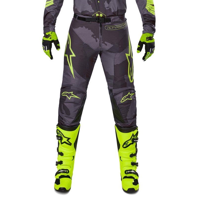 Alpinestars Racer Hollow Motokroso kelnės tamsiai kamufliažinės-fluo geltonos