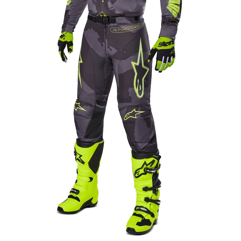 Alpinestars Racer Hollow Motokroso kelnės tamsiai kamufliažinės-fluo geltonos