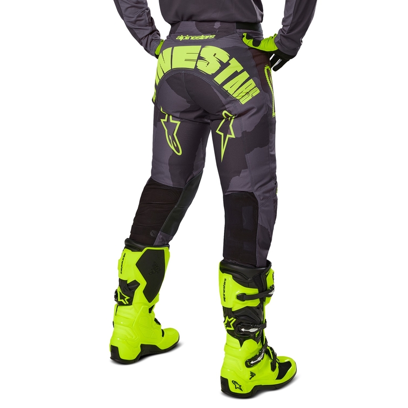 Alpinestars Racer Hollow Motokroso kelnės tamsiai kamufliažinės-fluo geltonos