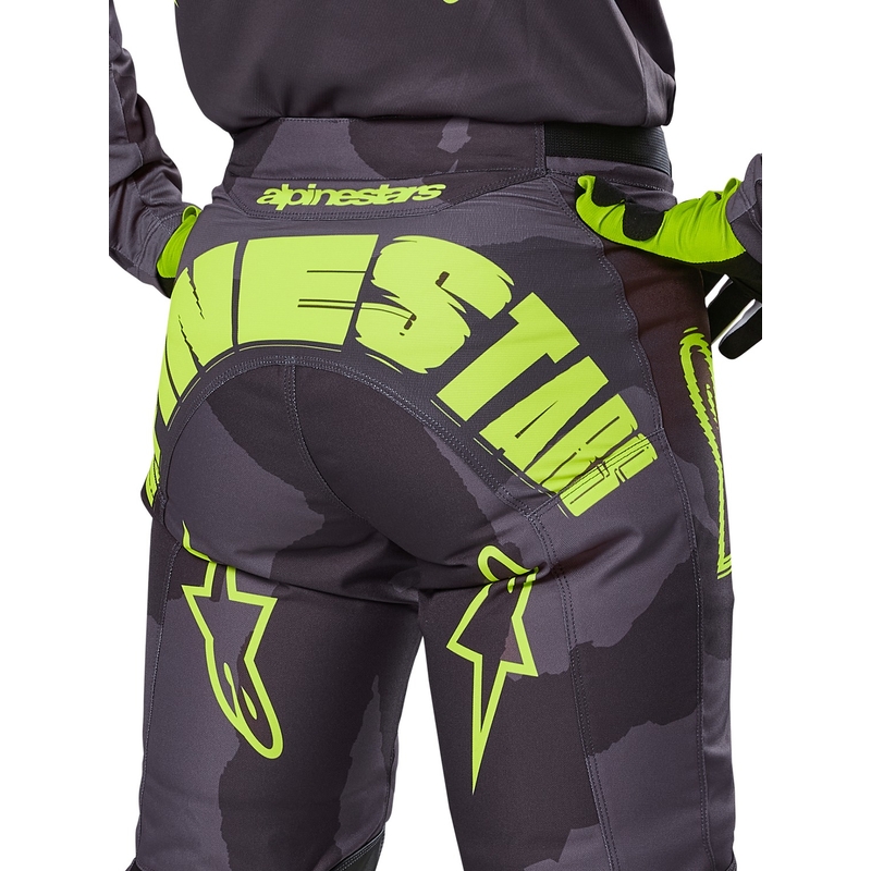 Alpinestars Racer Hollow Motokroso kelnės tamsiai kamufliažinės-fluo geltonos