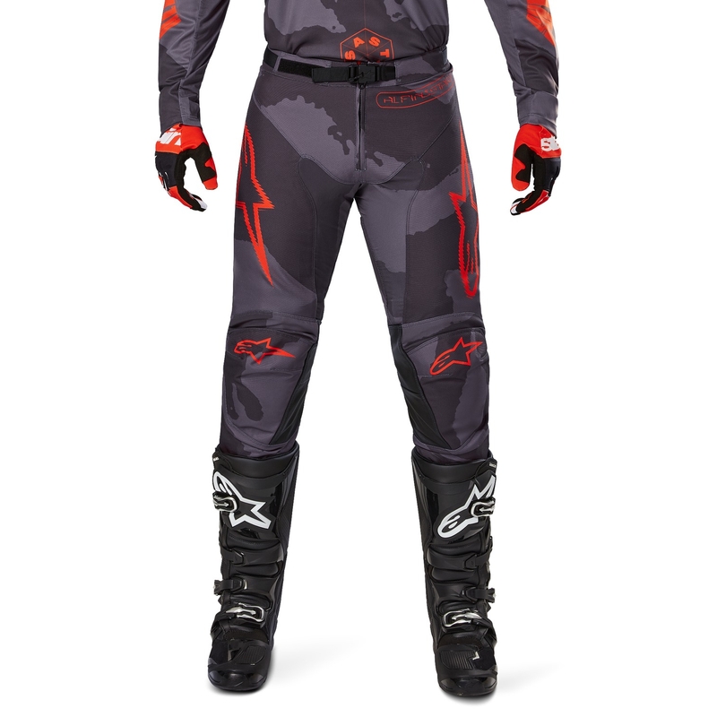 Alpinestars Racer Hollow Motokroso kelnės pilka kamufliažinė oranžinė