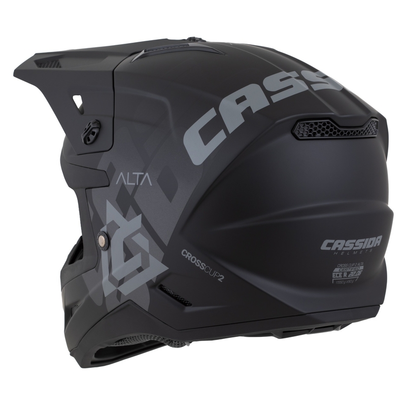 Cassida Cross Cup 2 Alta motokroso šalmas matinis juodai pilkas