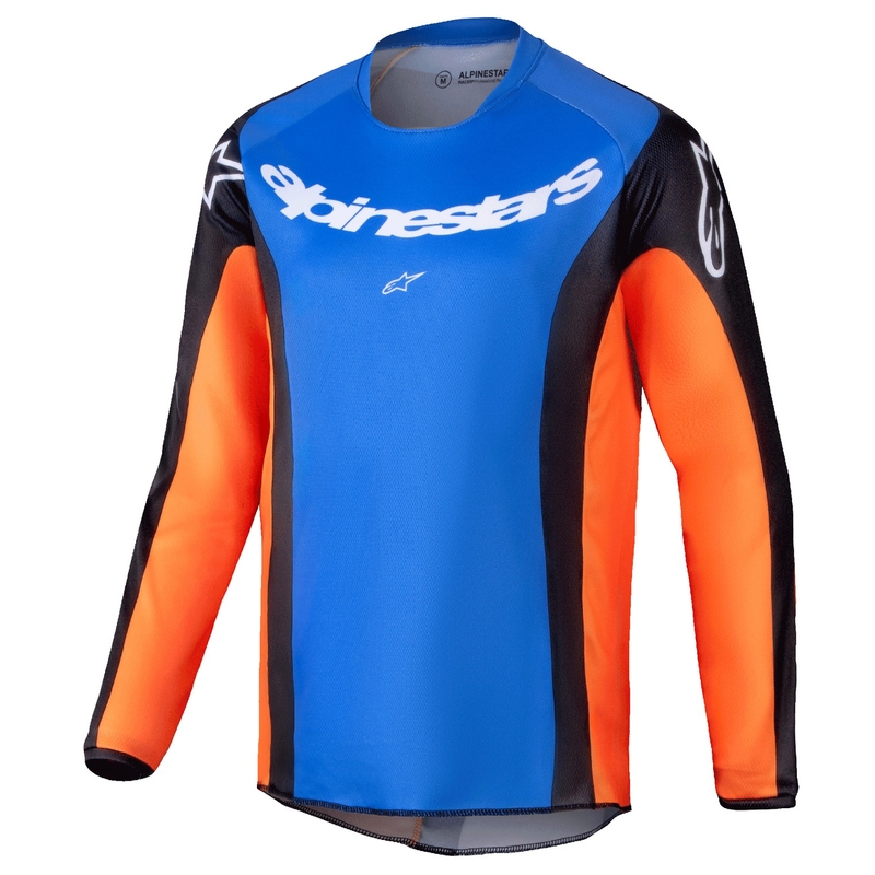 Vaikiški motokroso marškinėliai Alpinestars Racer Melt oranžinė ir mėlyna