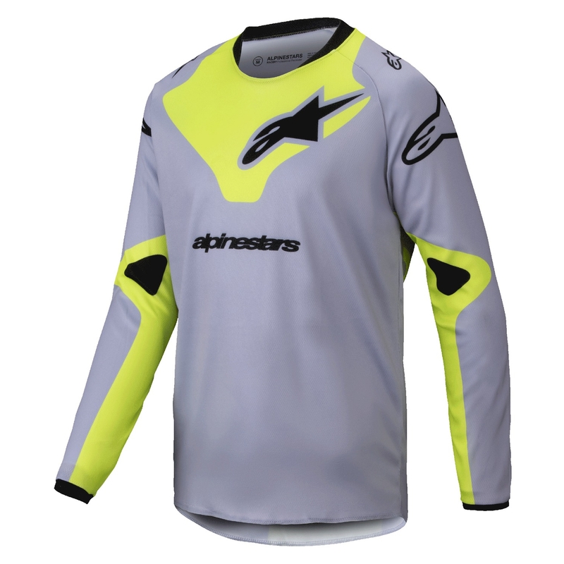 Vaikiški motokroso marškinėliai Alpinestars Racer Veil pilka-fluo geltona