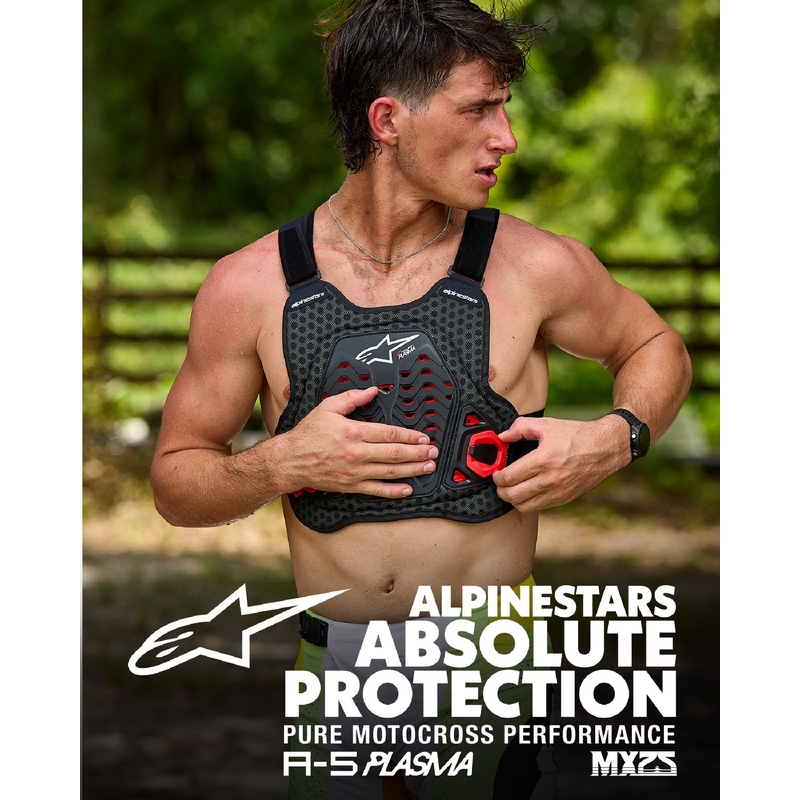 Alpinestars A-5 Plasma juoda-raudona-balta krūtinės apsauga