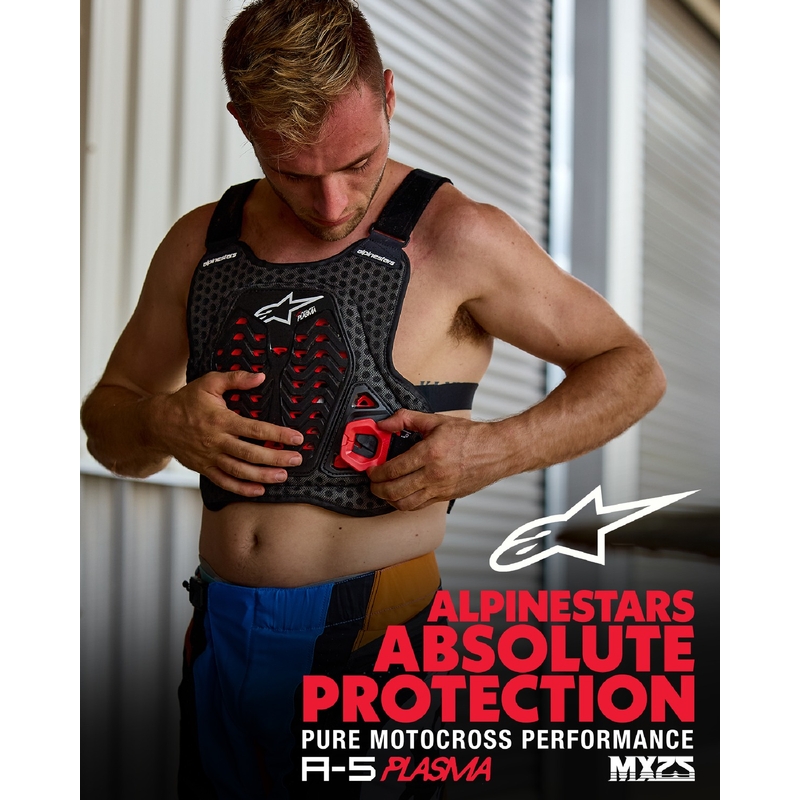Alpinestars A-5 Plasma juoda-raudona-balta krūtinės apsauga