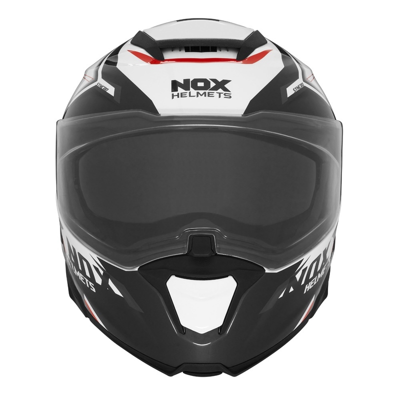 Vyklápěcí helma na motorku NOX N967 Synchro bílo-černo-červená