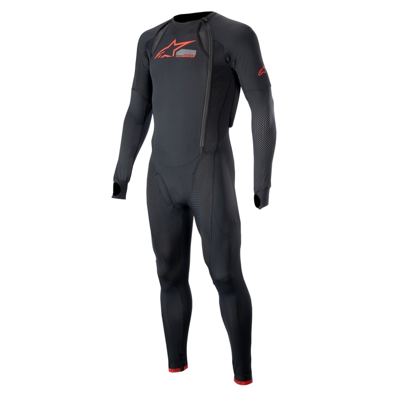 Alpinestars TECH-AIR®10 liemenės su oro pagalvėmis su ilgomis kojomis išorinis sluoksnis juoda-raudona-pilka