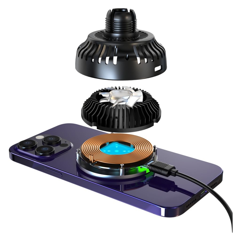 FIXED MagCool belaidžio įkrovimo laikiklis su aktyviu aušinimu ir MagSafe laikikliu juodas 15W