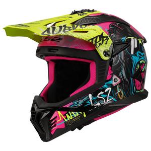 Motokroso šalmas LS2 MX708 Fast II Gorilla violetinės-geltonos spalvos