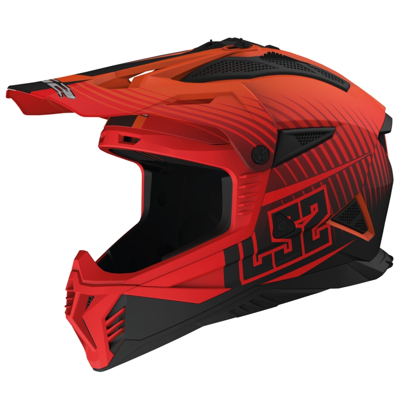 Motokroso šalmas LS2 MX708 Fast II Duck oranžinis-raudonas
