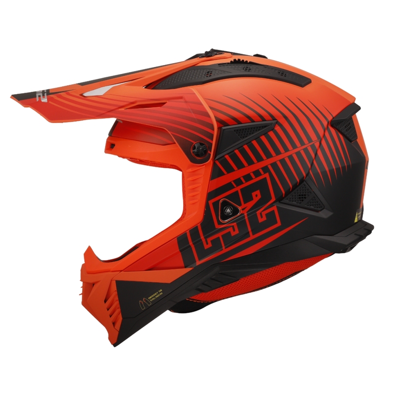 Motokroso šalmas LS2 MX708 Fast II Duck oranžinis-raudonas