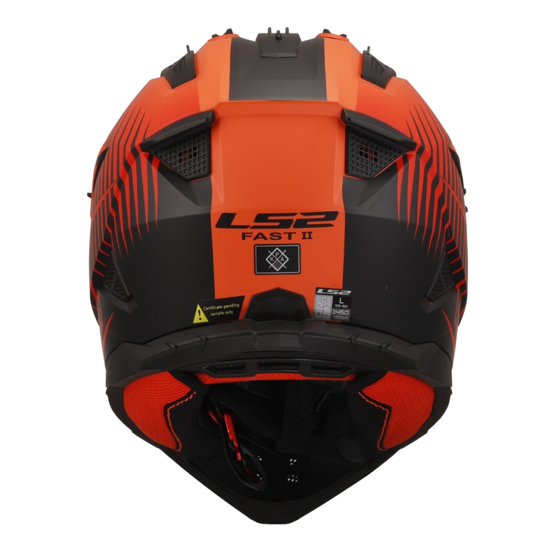 Motokroso šalmas LS2 MX708 Fast II Duck oranžinis-raudonas