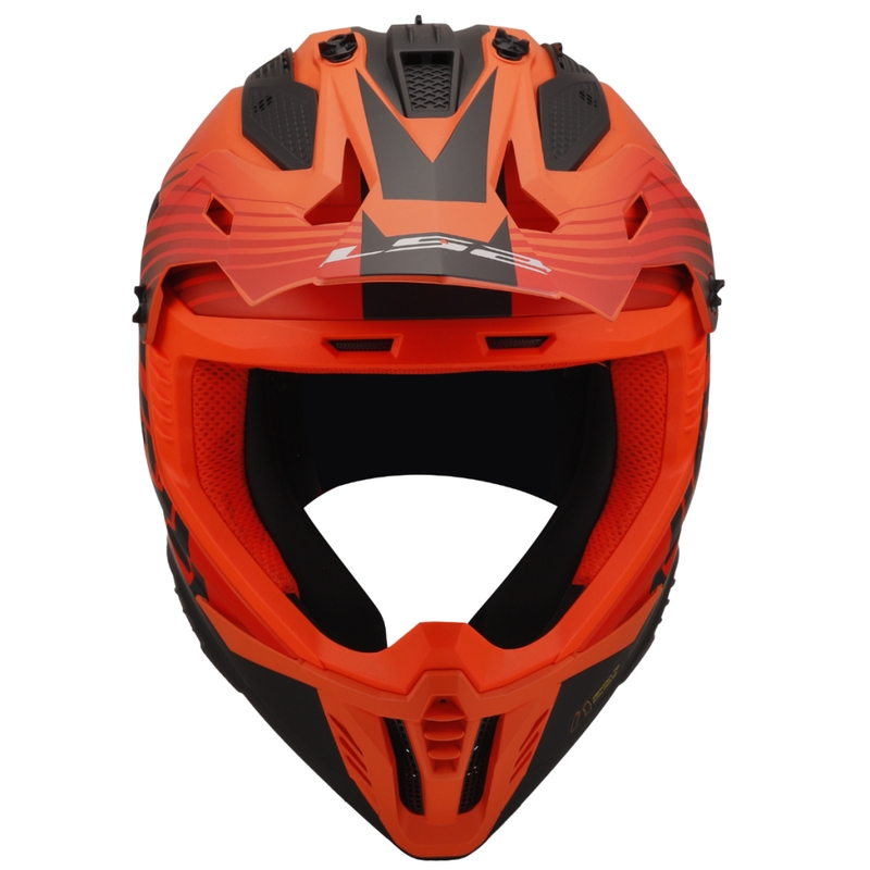 Motokroso šalmas LS2 MX708 Fast II Duck oranžinis-raudonas