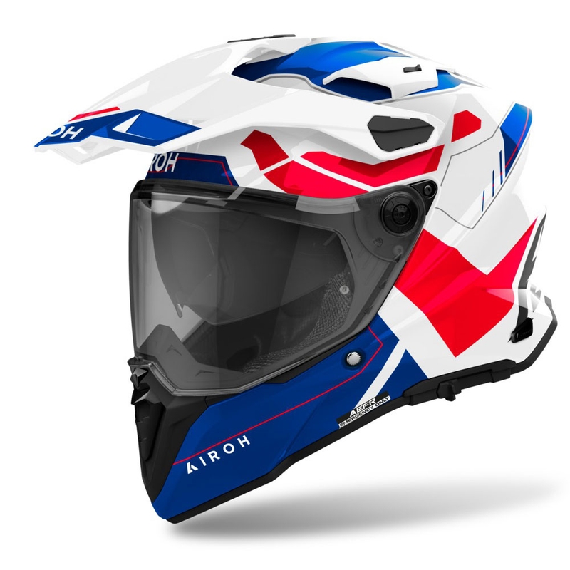 Enduro šalmas "Airoh Commander 2 Reveal" blizgus mėlynai raudonas