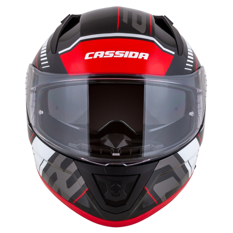 "Cassida Aero Drome" juodas-raudonas-baltas-pilkas integralus motociklininko šalmas