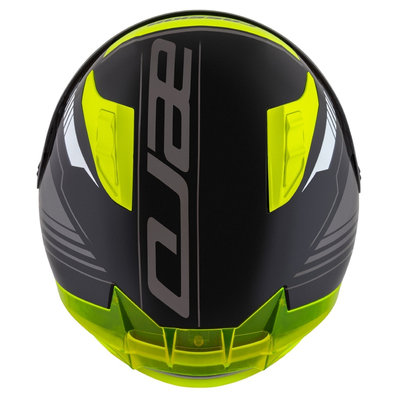 "Cassida Aero Drome" juodas-fluo geltonas-baltas-pilkas integralus motociklininko šalmas