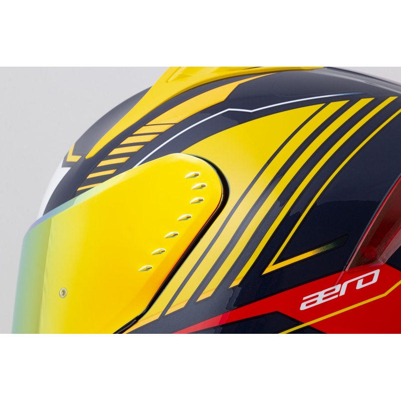 "Cassida Aero Drome" integralus motociklininko šalmas mėlyna-fluo geltona-oranžinė-raudona-šviesiai mėlyna-balta
