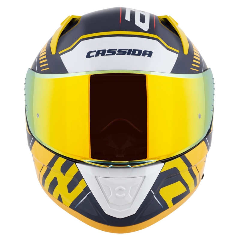 "Cassida Aero Drome" integralus motociklininko šalmas mėlyna-fluo geltona-oranžinė-raudona-šviesiai mėlyna-balta