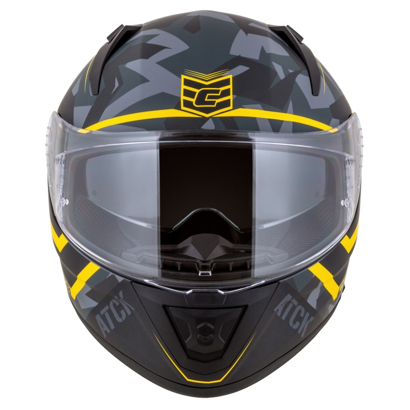 Integruotas motociklininko šalmas Cassida Aero camo pilkai-juodai-fluo geltonas