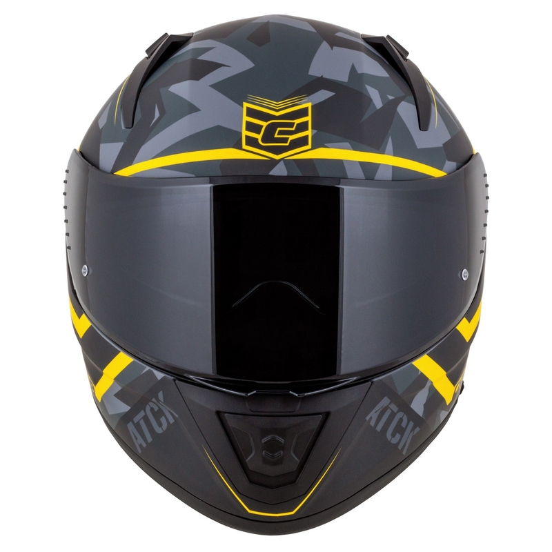 Integruotas motociklininko šalmas Cassida Aero camo pilkai-juodai-fluo geltonas