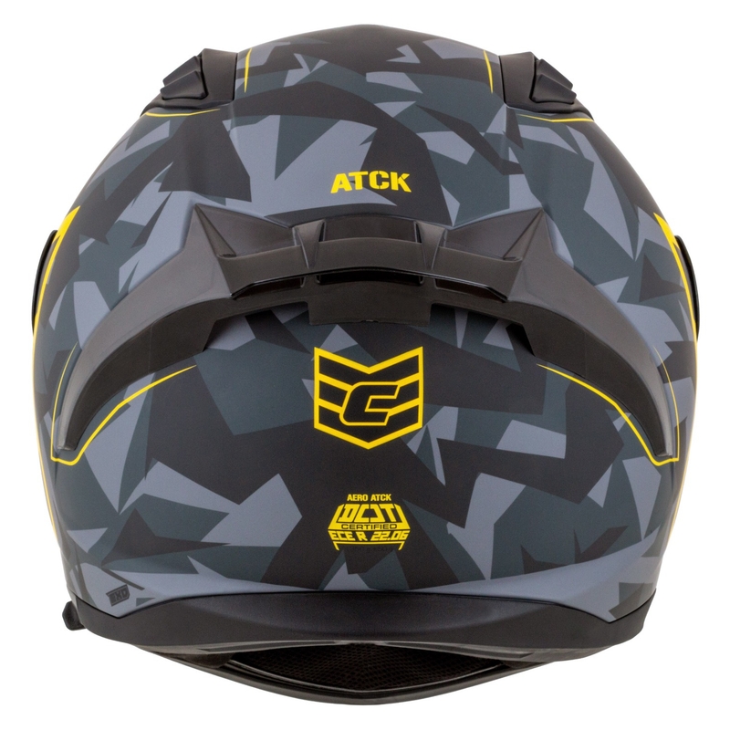 Integruotas motociklininko šalmas Cassida Aero camo pilkai-juodai-fluo geltonas
