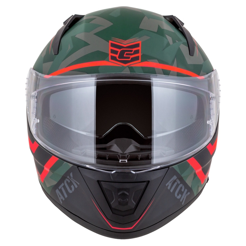 "Cassida Aero ATCK camo" žalias-juodas-juodas-pilkas-oranžinis integralus motociklininko šalmas