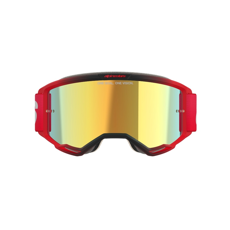 Alpinestars Vision 5 Blaze motokroso akiniai raudoni su veidrodiniu aukso spalvos stiklu
