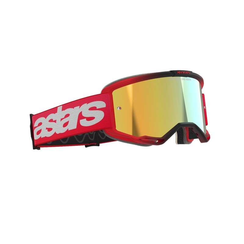 Alpinestars Vision 5 Blaze motokroso akiniai raudoni su veidrodiniu aukso spalvos stiklu
