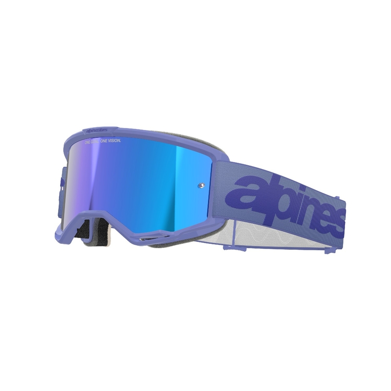Alpinestars Vision 5 Wordmark motokroso akiniai violetinės spalvos su veidrodiniu mėlynu stiklu