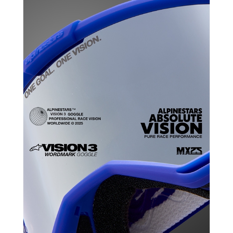 Alpinestars Vision 3 Wordmark motokroso akiniai juodi su veidrodiniu sidabriniu stiklu