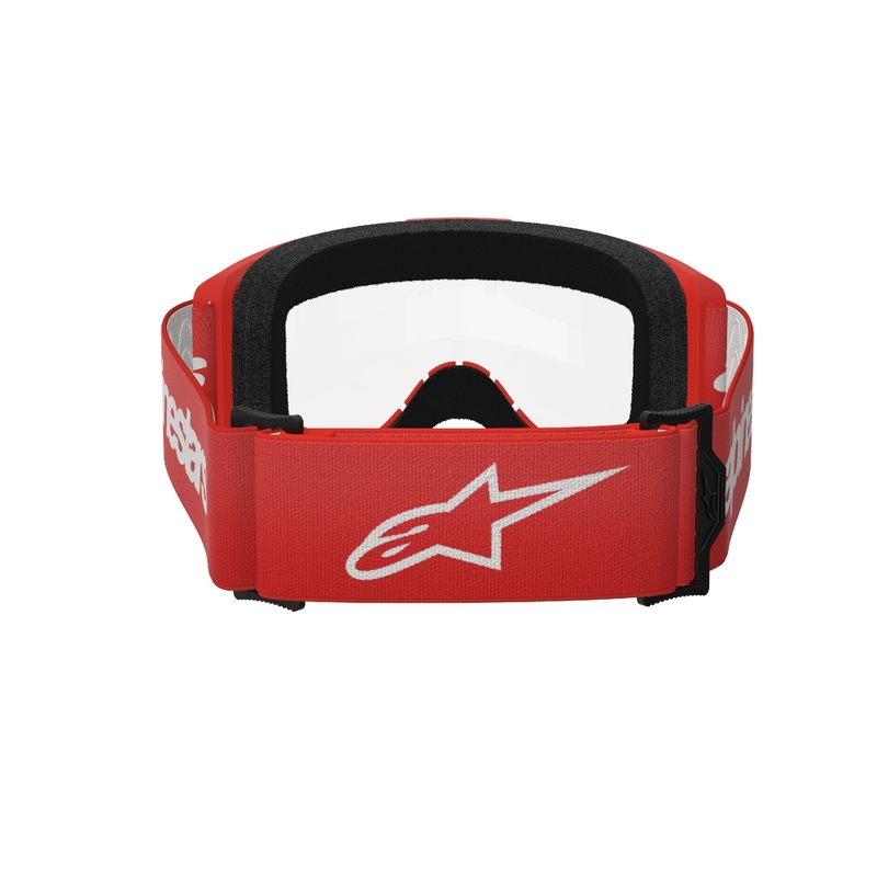 Alpinestars Vision 3 Wordmark raudoni motokroso akiniai su skaidriu stiklu